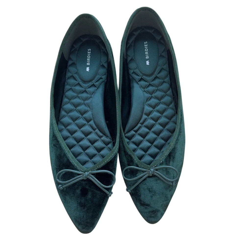 Birdies The Goldfinch Green Velvet Flats, Women's 9.5, EUC